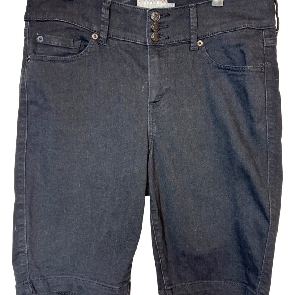 2/$30 Torrid 14 Womens Super Soft Jet Black Jean Bermuda Shorts